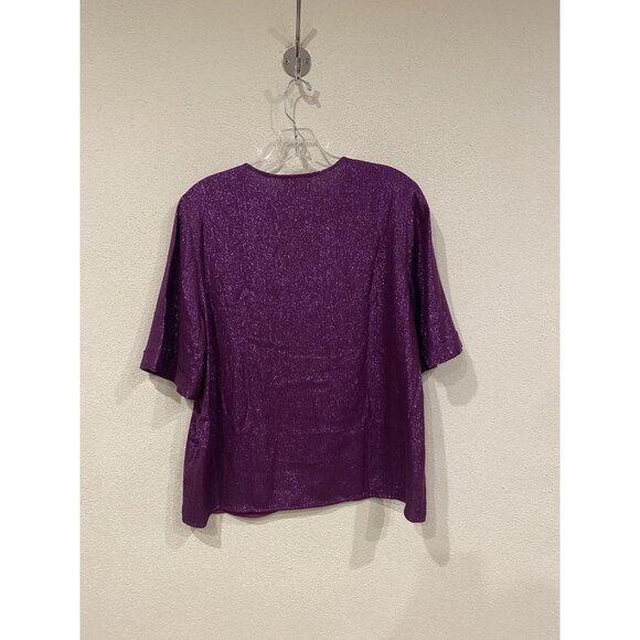 Sézane Tiberio Shirt Womens Medium Medium Purple Shimmer Metallic Blouse - Picture 4 of 4